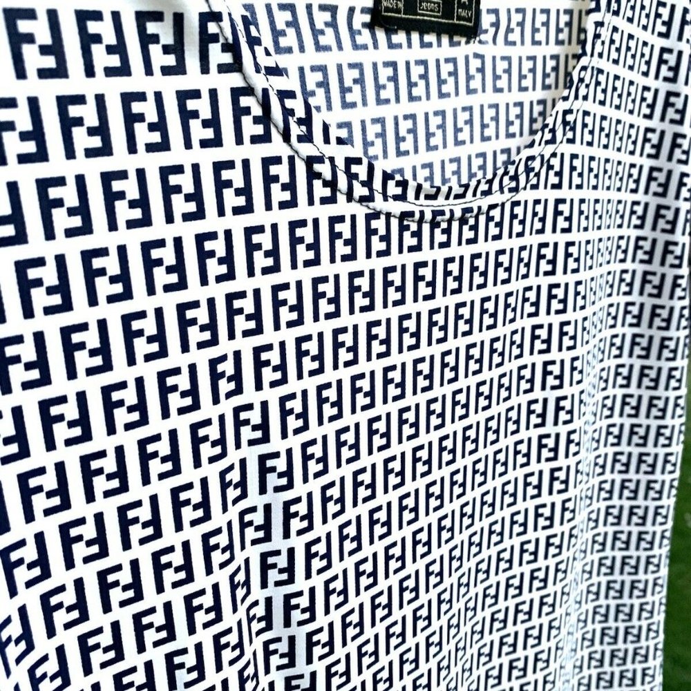 FENDI MONOGRAM SHIRT NAVY/WHITE SIZE S - Picture 3 of 9